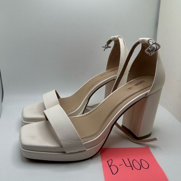 CUSHIONAIRE Women's one band block heel platform sandal 7 WIDE WHITE - Picture 3 of 7
